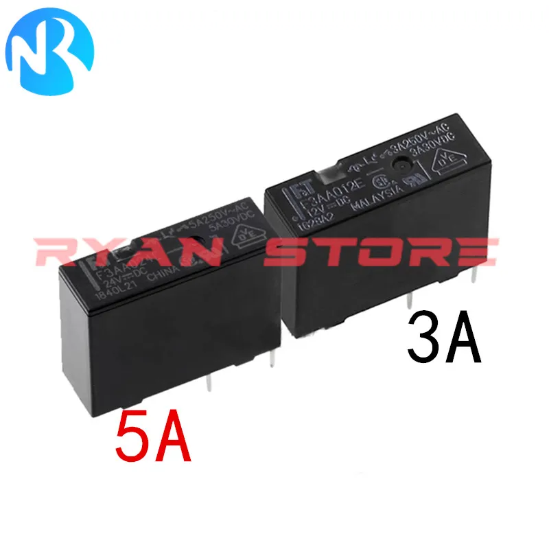 

5PCS 100% New Original Power Relay F3AA005E F3AA012E F3AA024E 3A 5A 250VAC MYAA005D MYAA024D DC5V 12V 24VDC 4Pin