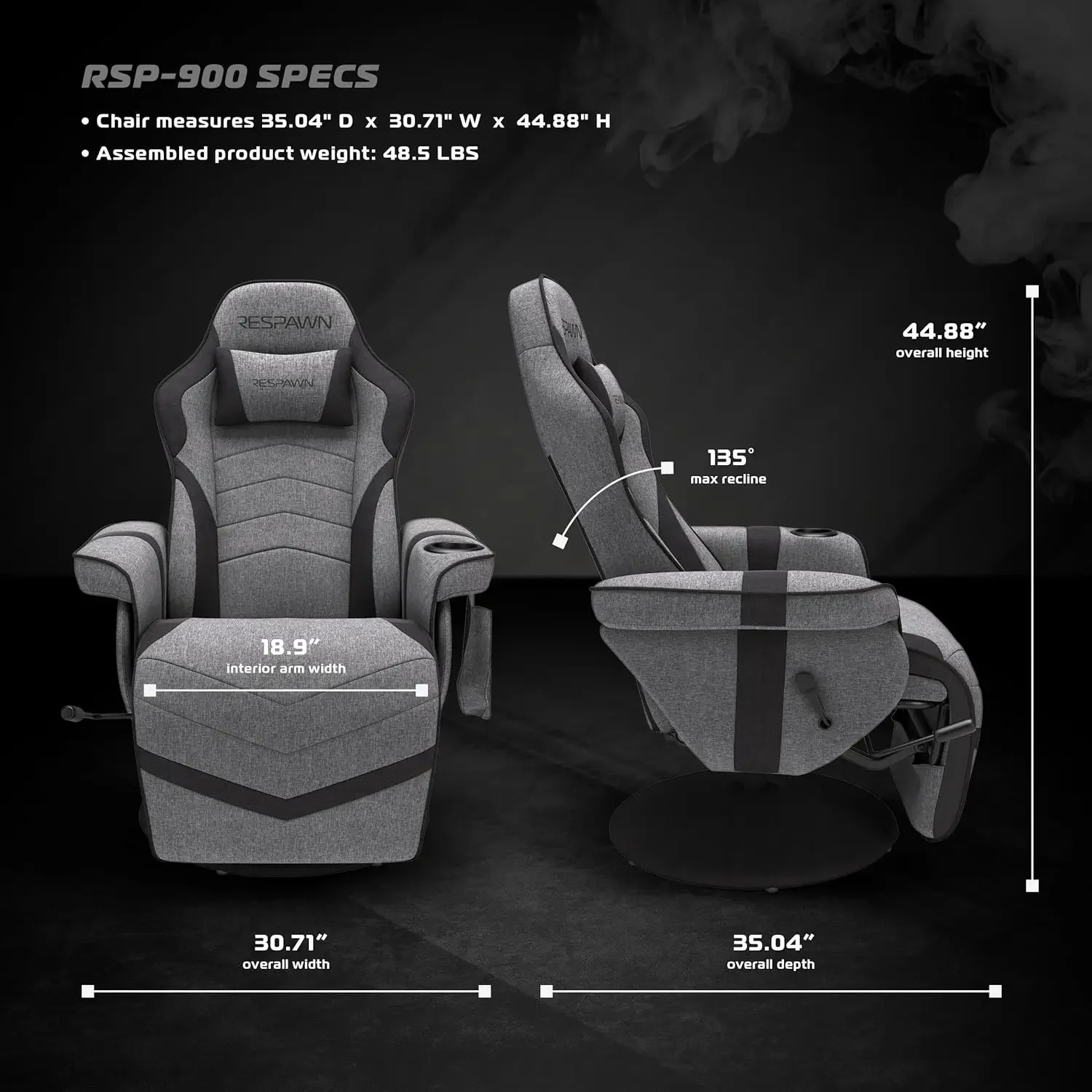 900 Gaming Recliner - Video Games Console Recliner Chair, Computer Recliner, Adjustable Leg Rest & Recline,Recliner, Gray Fabric