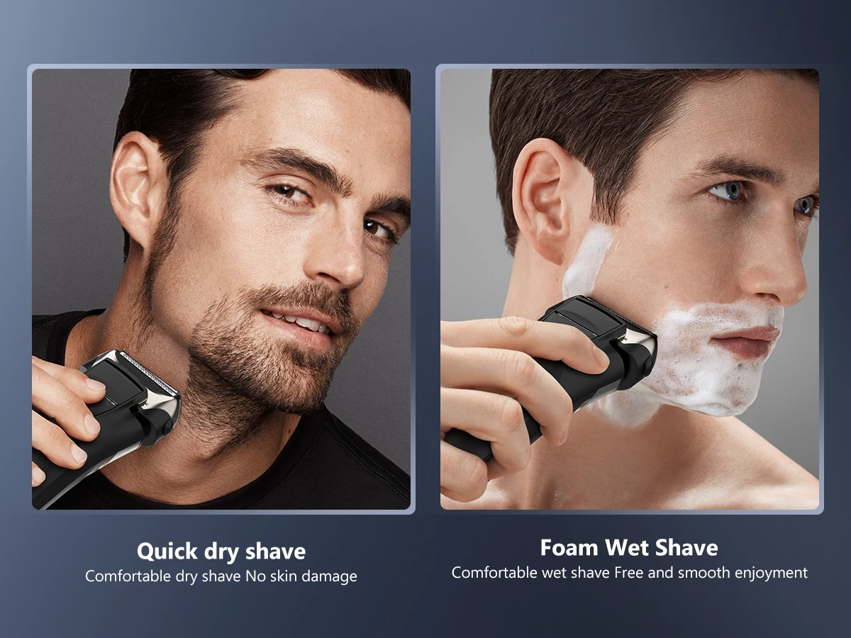 Original Sejoy Razor Electric Shaver Professional with Hair Beard Trimmer Rechargeable LED Display Shaving Machine Portable 608