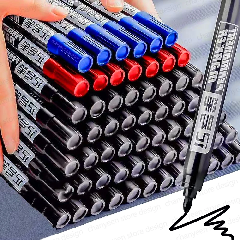 

10Pcs Waterproof Oil-based Marker Pen Markers Black Blue Red Ink for Glass Metal Stationery Art Drawing Office School Supplies