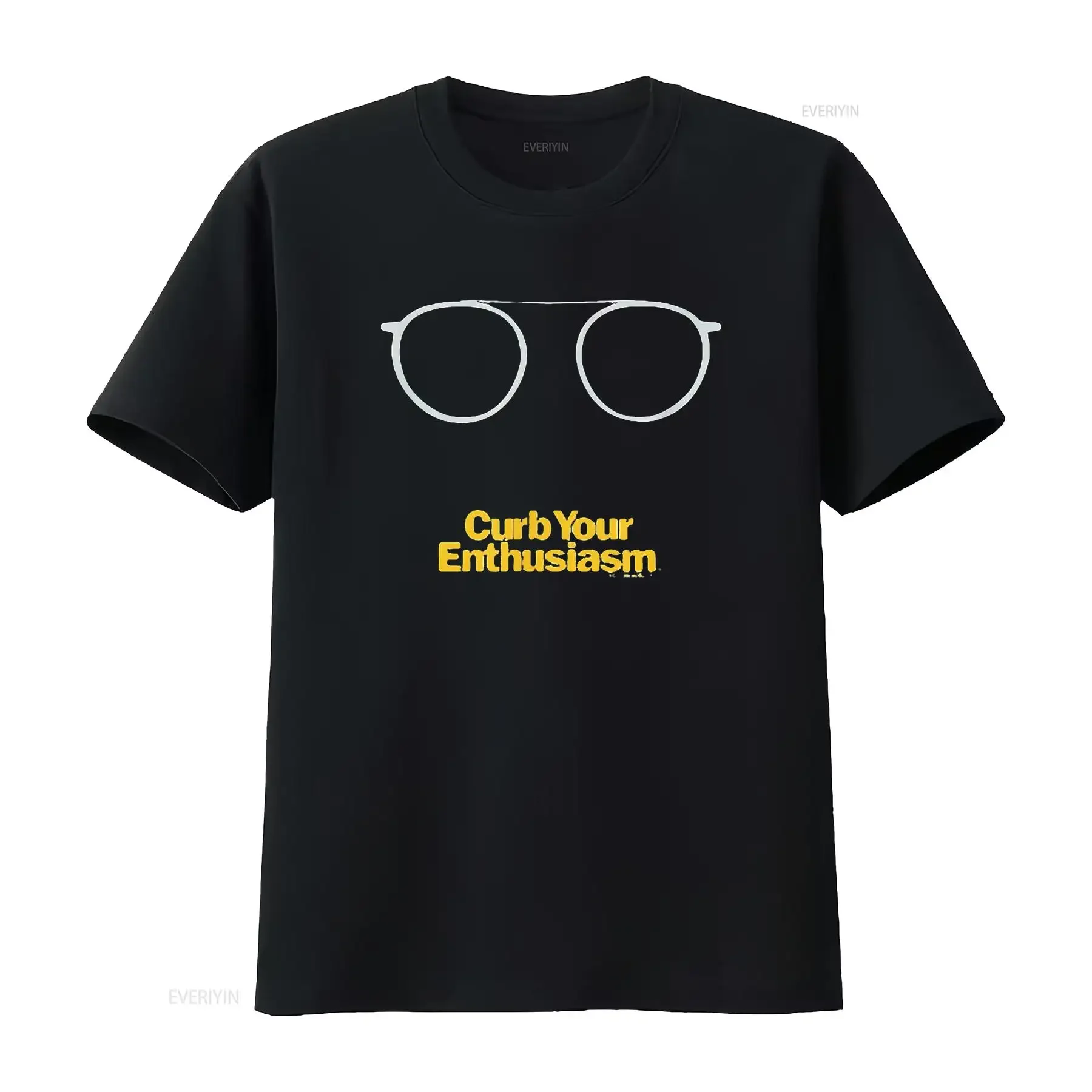 Womens Curb Your Enthusiasm Glasses Adult T Shirt Black Large vintage Washed Slightly homme Soft Stretched streetwear Versatile