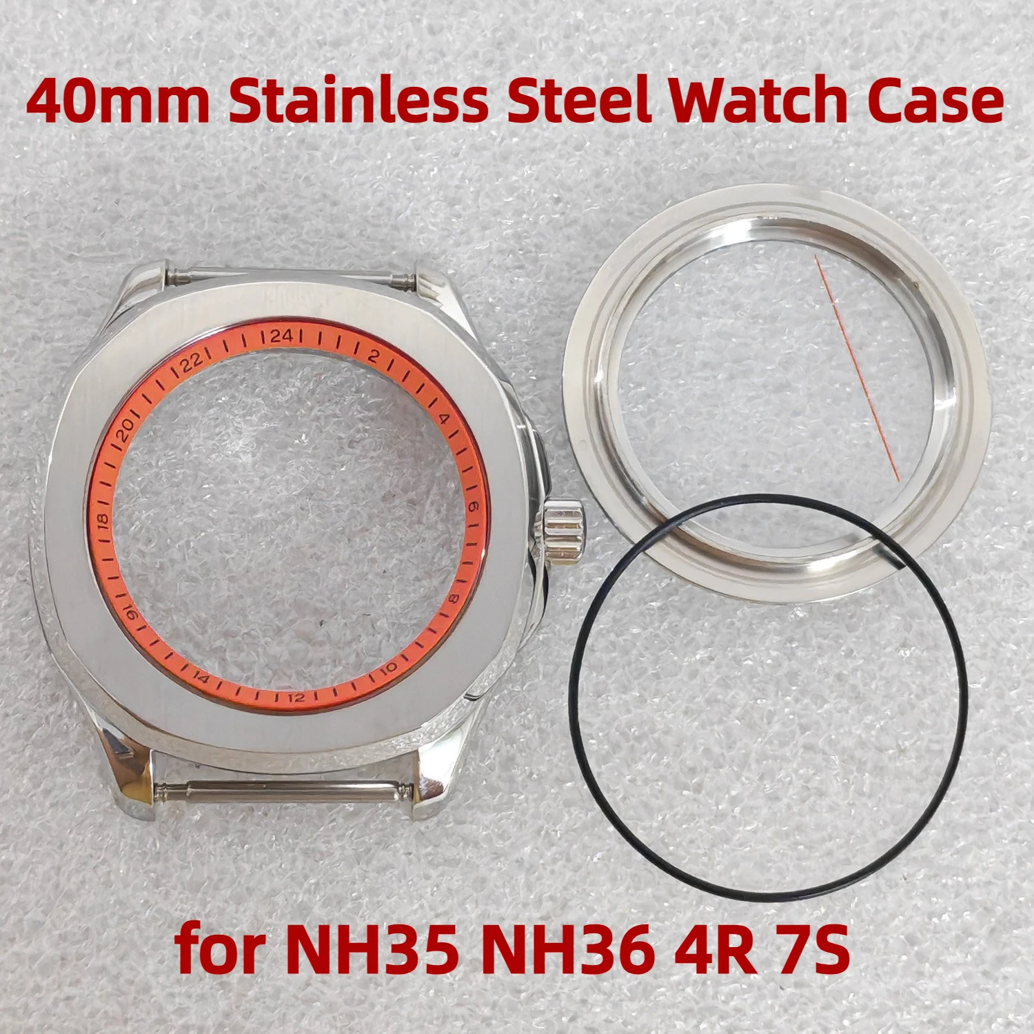 New 40mm Stainless Steel Watch Case with Multi Color Inner Ring Sapphire Crystal for NH35 NH36 4R 7S Automatic Movement
