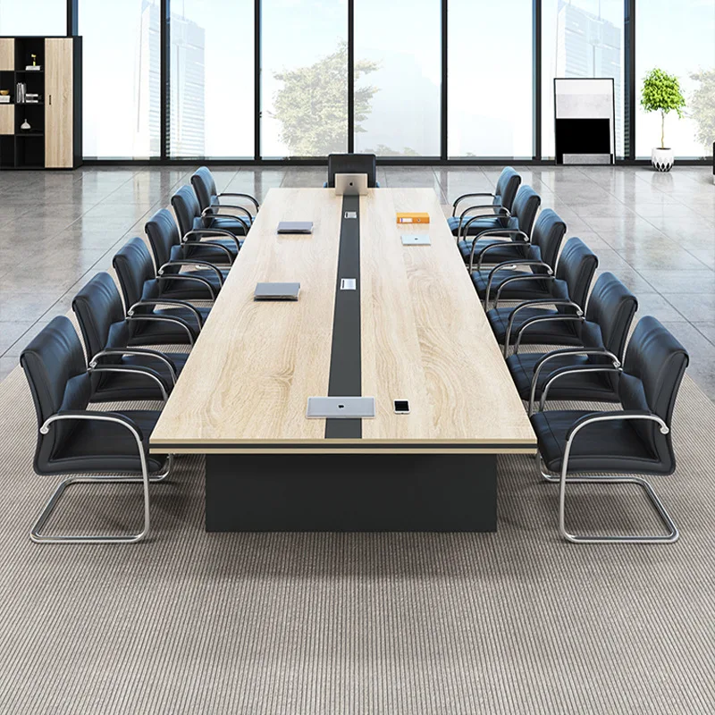Office conference table simple modern staff large rectangular table industrial style strip negotiation table and chair combinati
