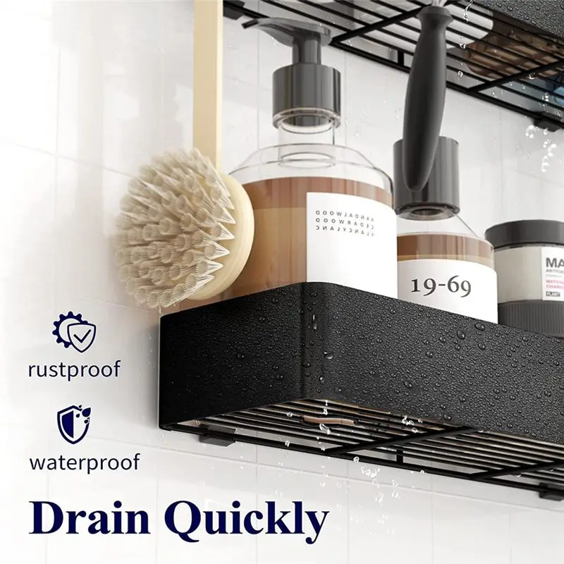 Shower - 2 Pack, Drill-Free & Quick-Dry Shelf for Inside Shower aluminium toilet paper rack
