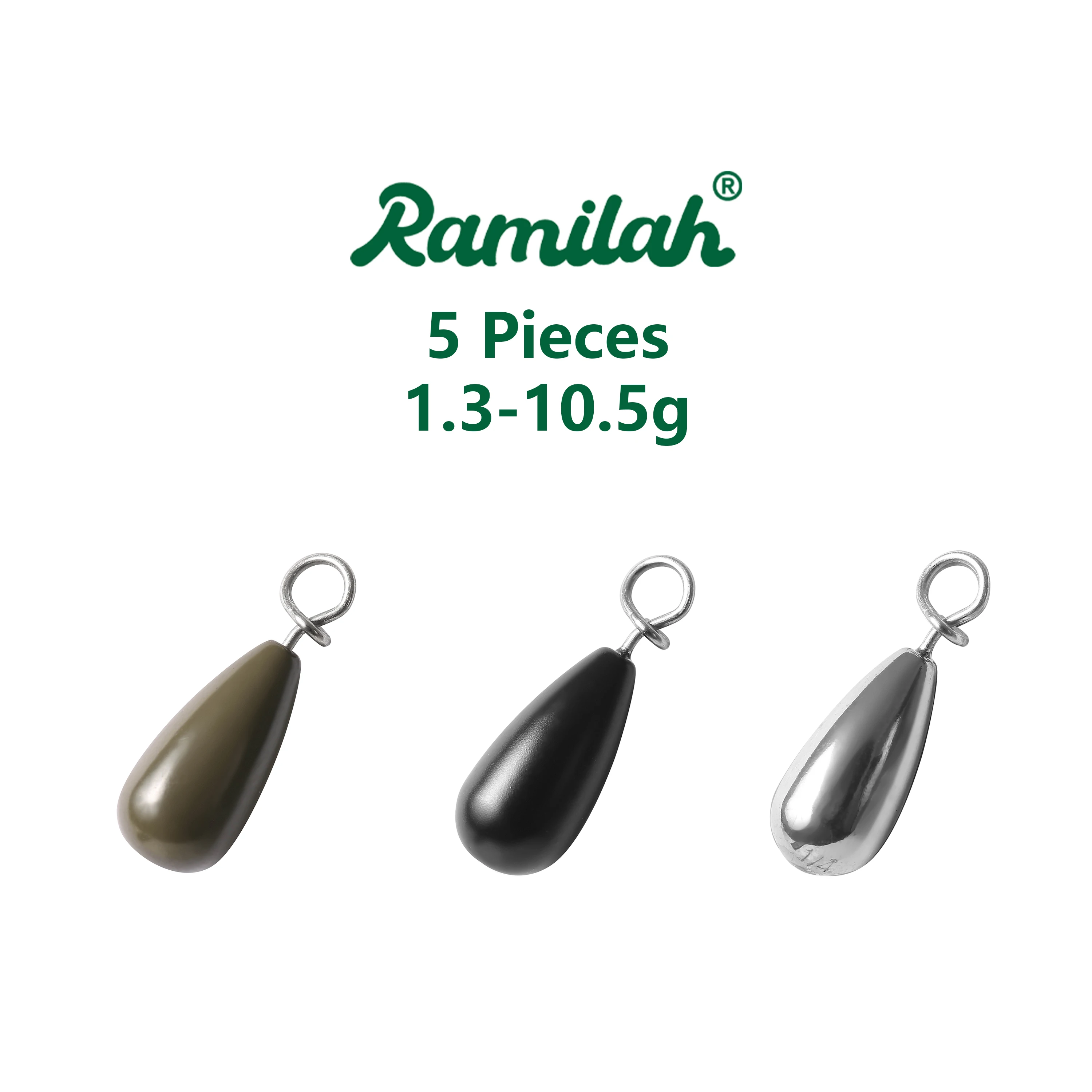 5 Pieces 3 Colors 1.3g-10.5g Tungsten Fast Teardrop Weights  Fishing Accessories