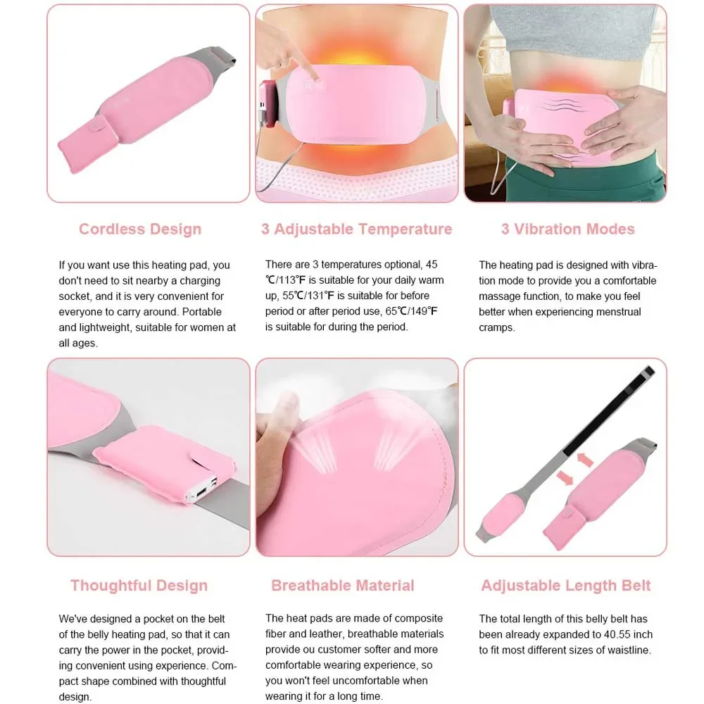 Portable Menstrual Heating Pad, Warm Palace Belt for Period Cramp Relief, Uterus Massager Heating Device for Menstrual Colic - view 6