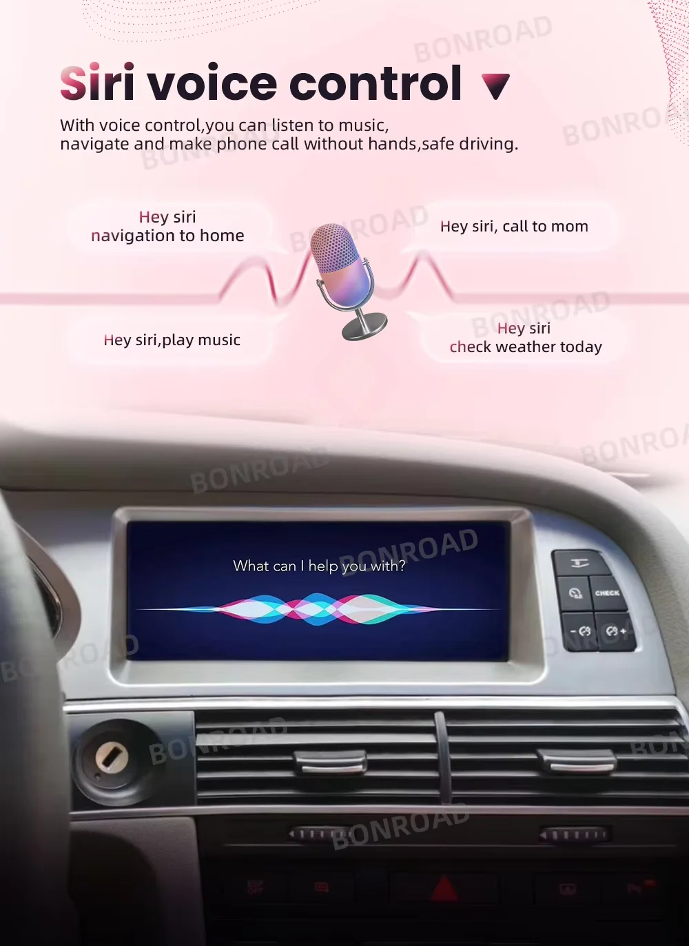 BONROAD Linux Touch Screen Wireless Carplay Car Radio Android Auto For Audi Q7 4L 2005-2015 GPS Navigation Multimedia Player