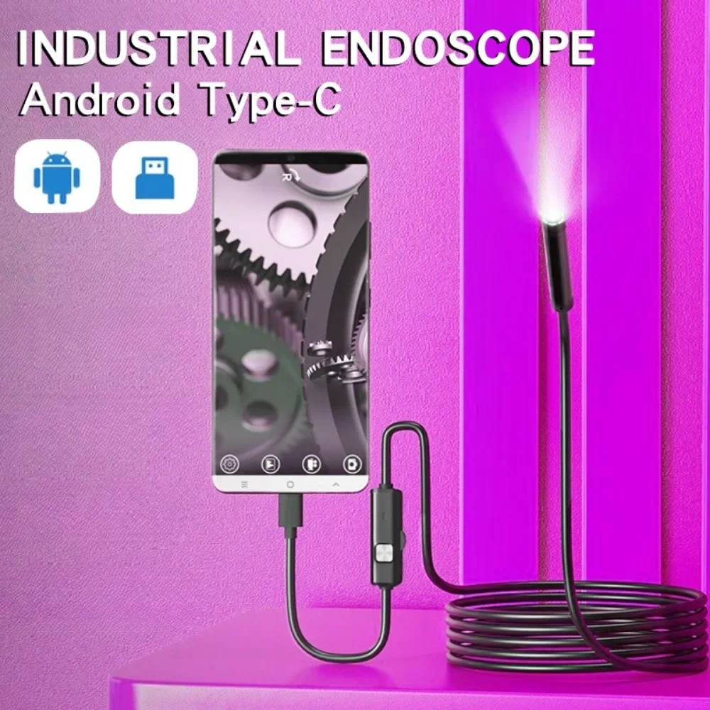 Caméra endoscopique TYPE-C 7.0MM, étanche IP67, LED réglable, USB, Android, caméra endoscopique d'inspection Flexible pour téléphone et PC