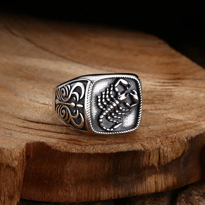 Wholesale 925 sterling silver ring Seiko scorpion ring ring opening Thai silver vintage trendy unique ornament