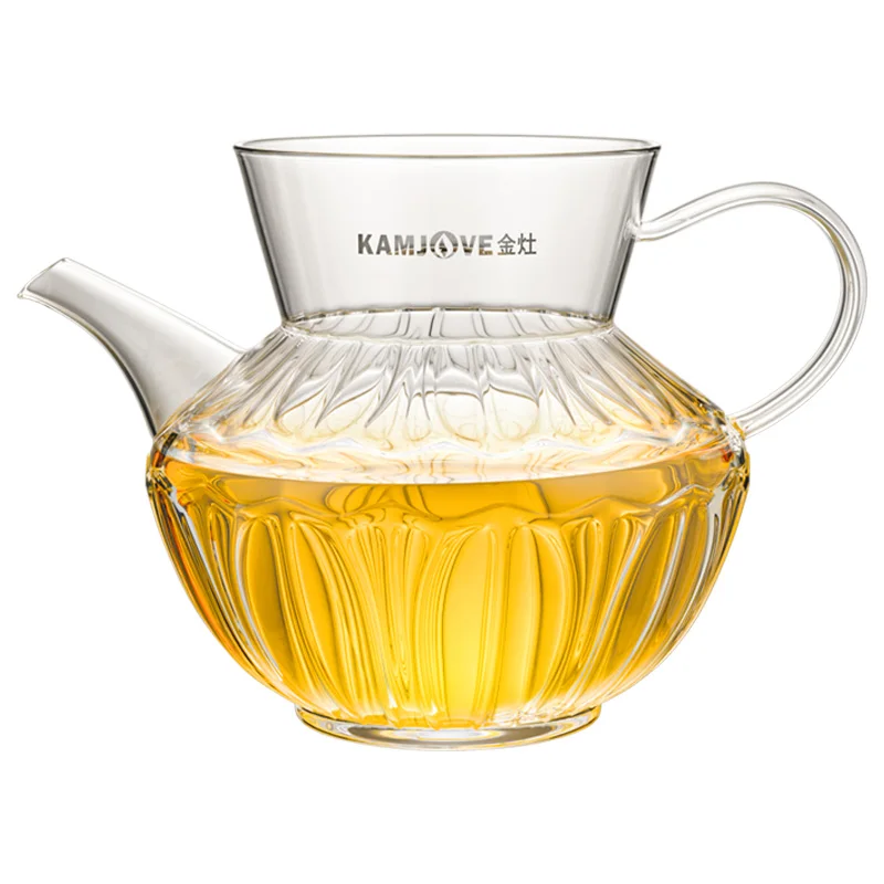 

KAMJOVE 240 мл китайский чайник для чайной церемонии кунг-фу с боковой ручкой, прозрачное стекло, термостойкая цветочная чайная чашка для обтекателя