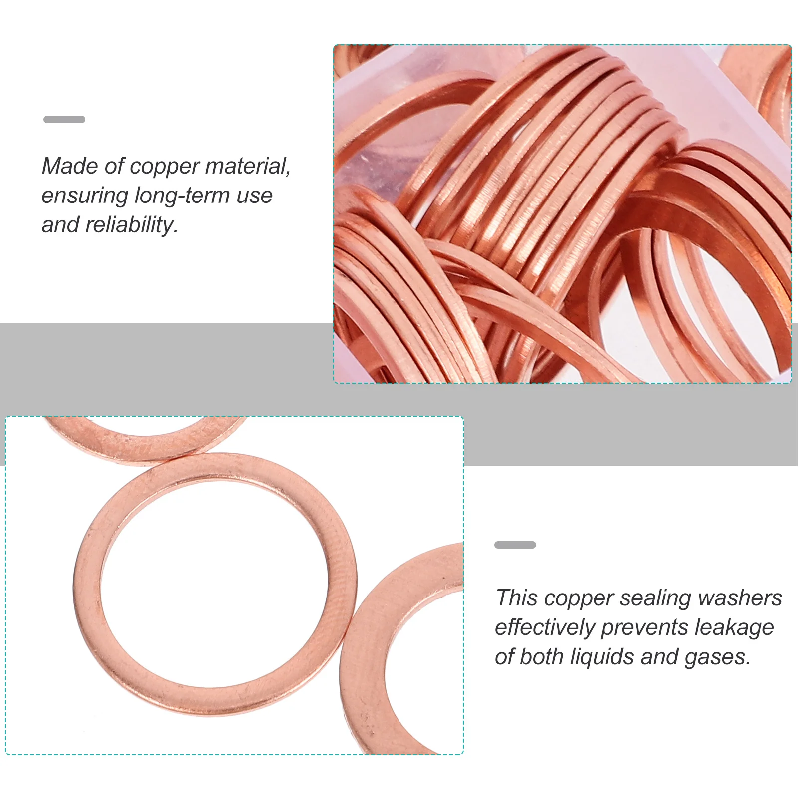 1 set 1 Set Copper Washer Assortment Kit For Oil Drain Plug Gasket Replacement Sealing Washers Flat Crush Washer Set Automotive