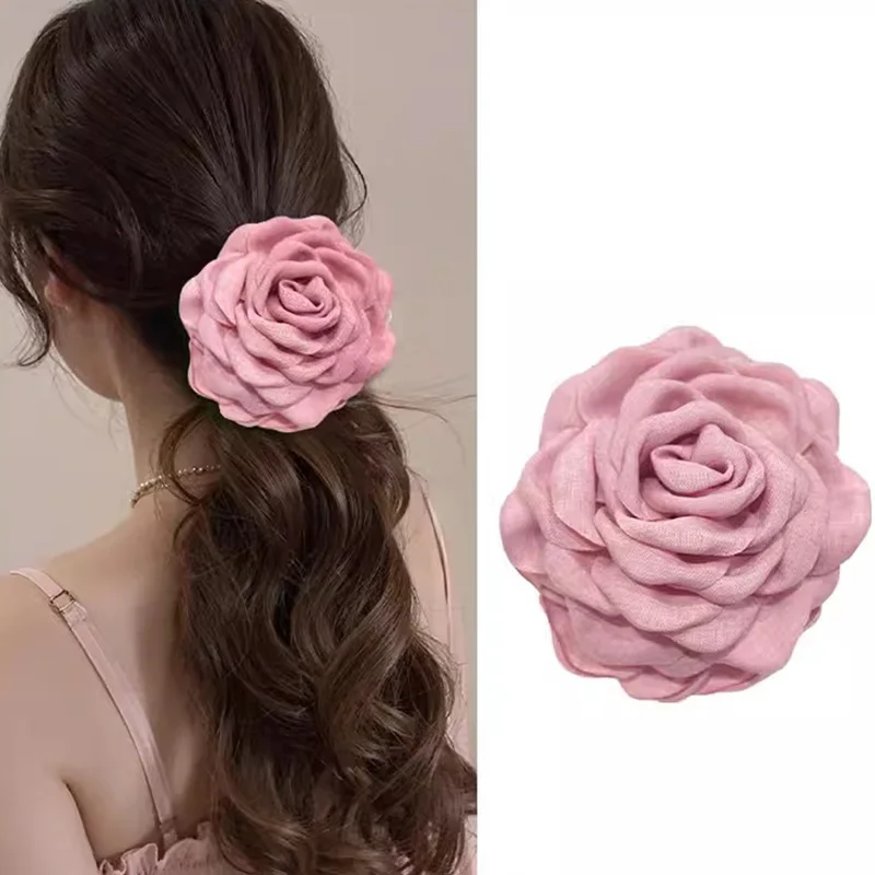 New Sweet Fabric Rose Red Hair Claw For Women Girls Hair Decorate Headband Tooth Hair Clips Hairpin Fashion Hair Accessories