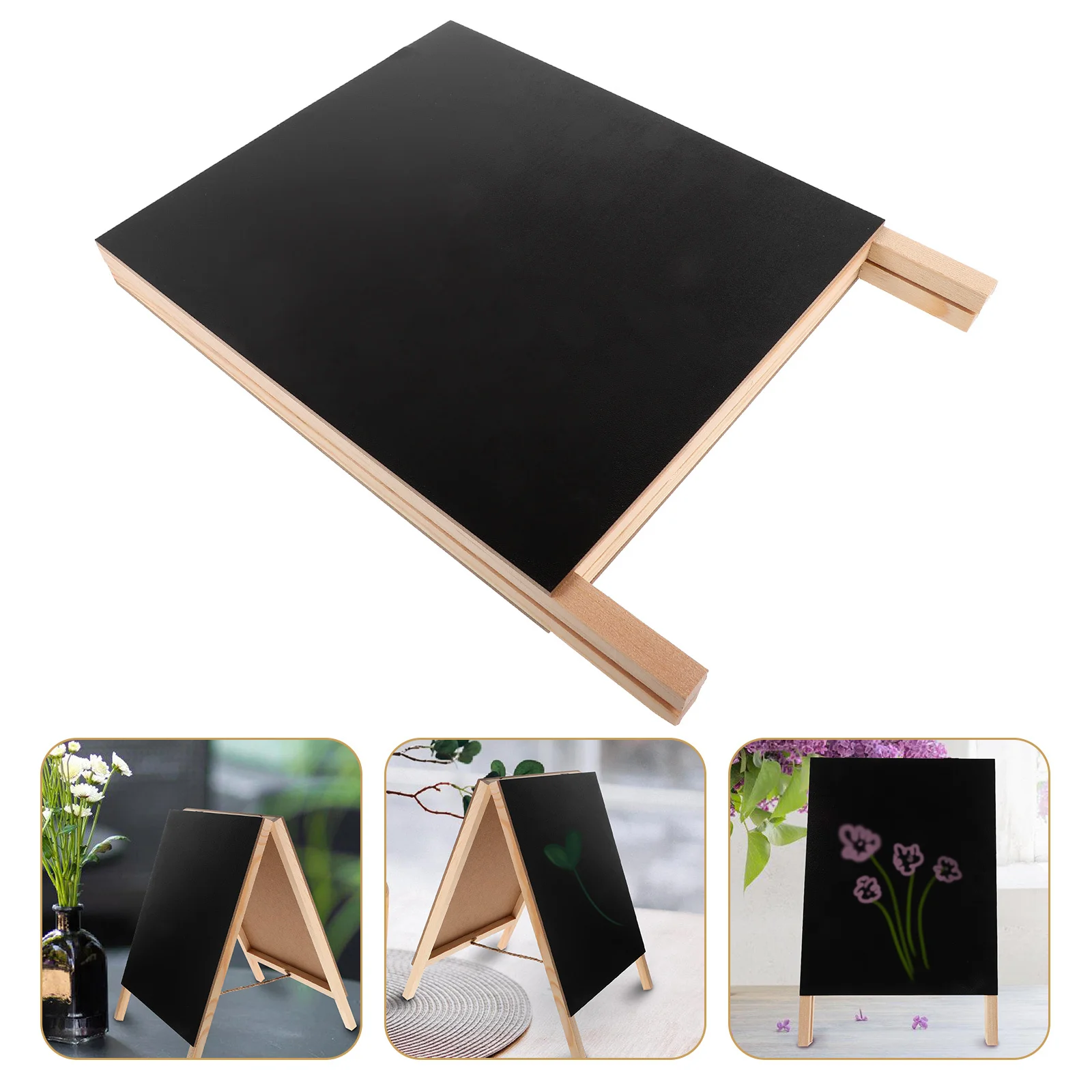 

Wooden Message Board Double Sided Desktop Chalkboard Free Standing Display For Home Office Shop Small Blackboard Sign