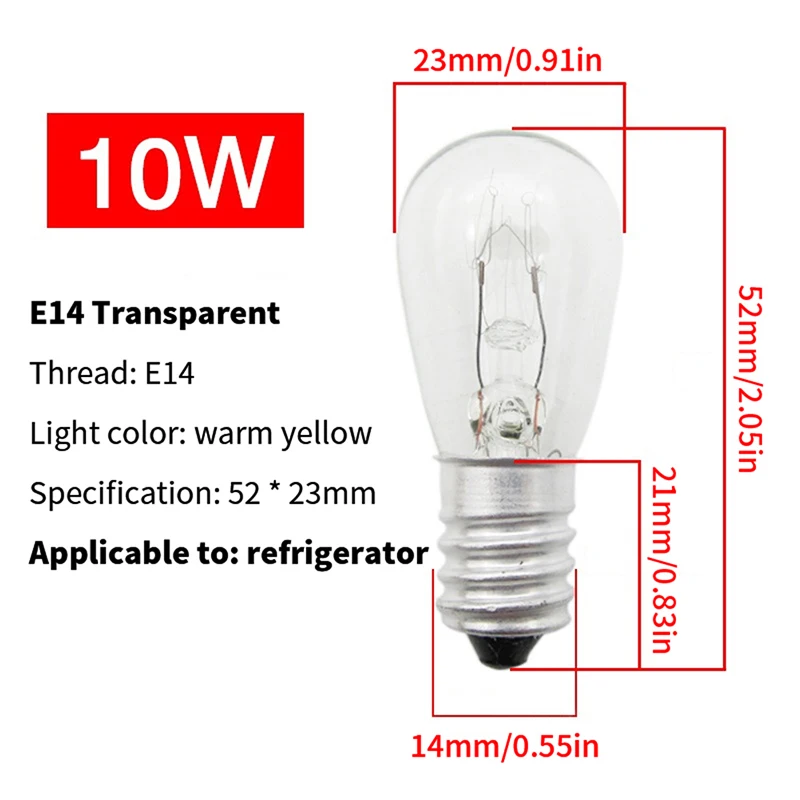 1Pc 10/15/20/25W E14 lampadina da forno forno alogeno lampada da frigorifero resistente alle alte Temperature asciugatrice sicura lampadina a microonde