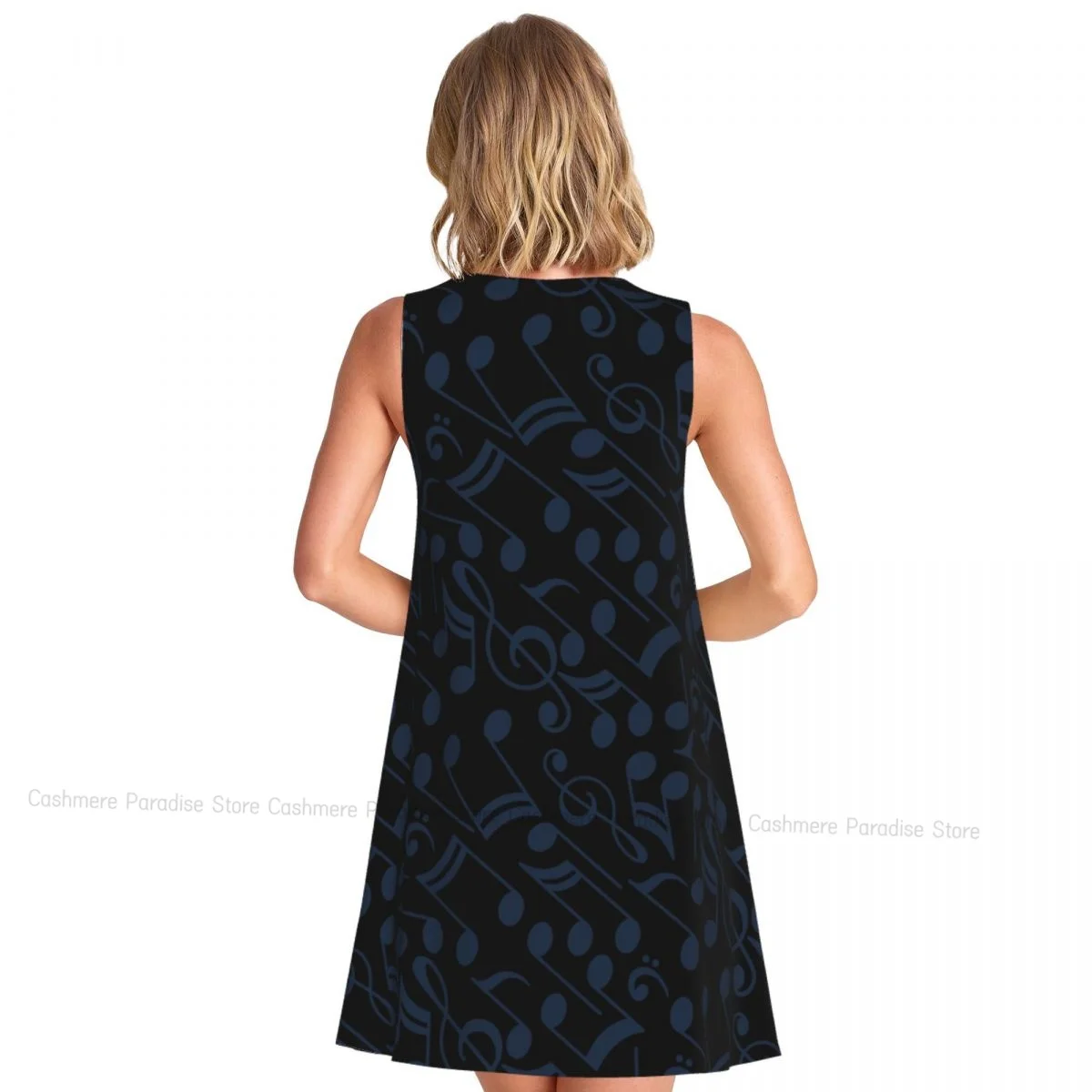 Robes d'été pour femmes, t-shirt de plage, sans manches, Note de musique, décontracté, ample, débardeur, 2025