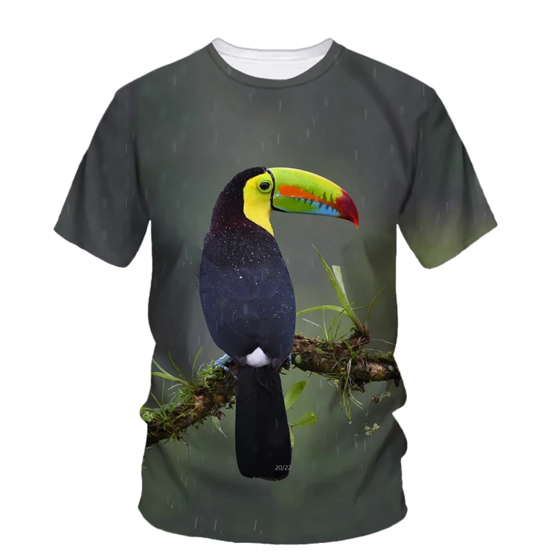 

New Parrot Pattern 3d Printed Summer Men's T-Shirt Fashion Creative Small Animal Short Sleeve Fashion Harajuku Loose Clothing