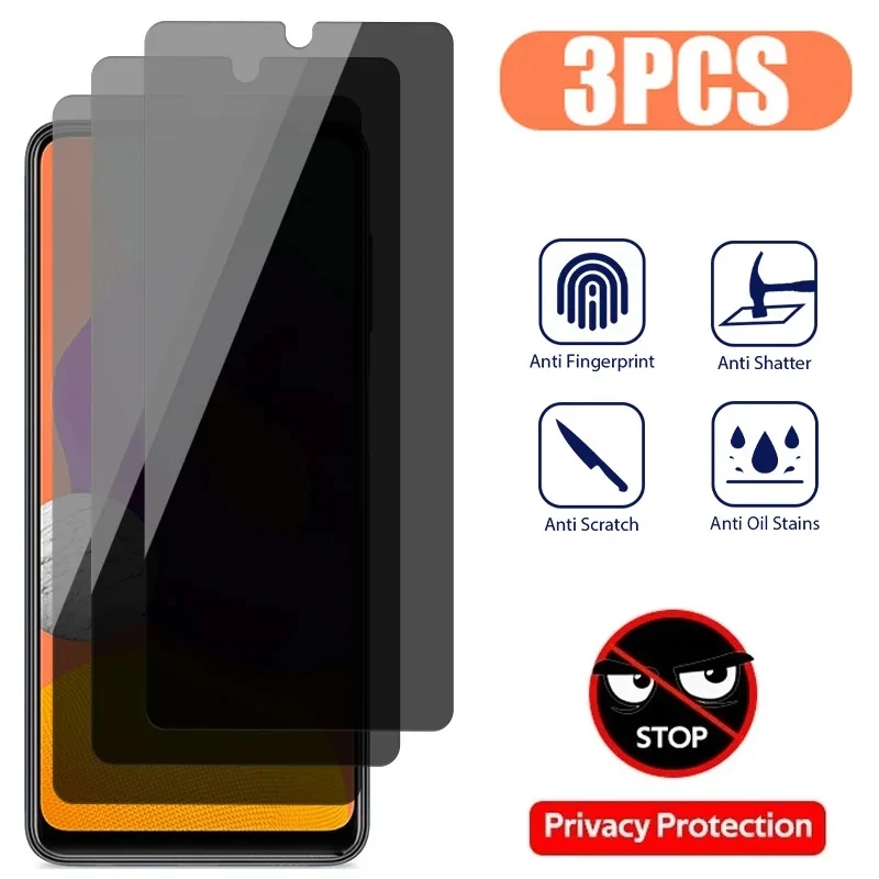

3Pcs Privacy Glass For Xiaomi Poco C3 C31 C40 C50 C51 C55 C61 C65 M5 M2 M5S X3 F3 F4 GT X3 NFC Anti-Spy Screen Protector