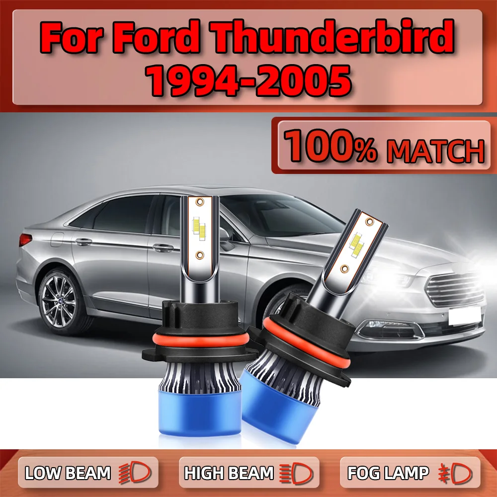 

20000LM Canbus LED Headlight Bulbs 120W 9007 HB5 Turbo Lamps 6000K White For Ford Thunderbird 1994-2000 2001 2002 2003 2004 2005