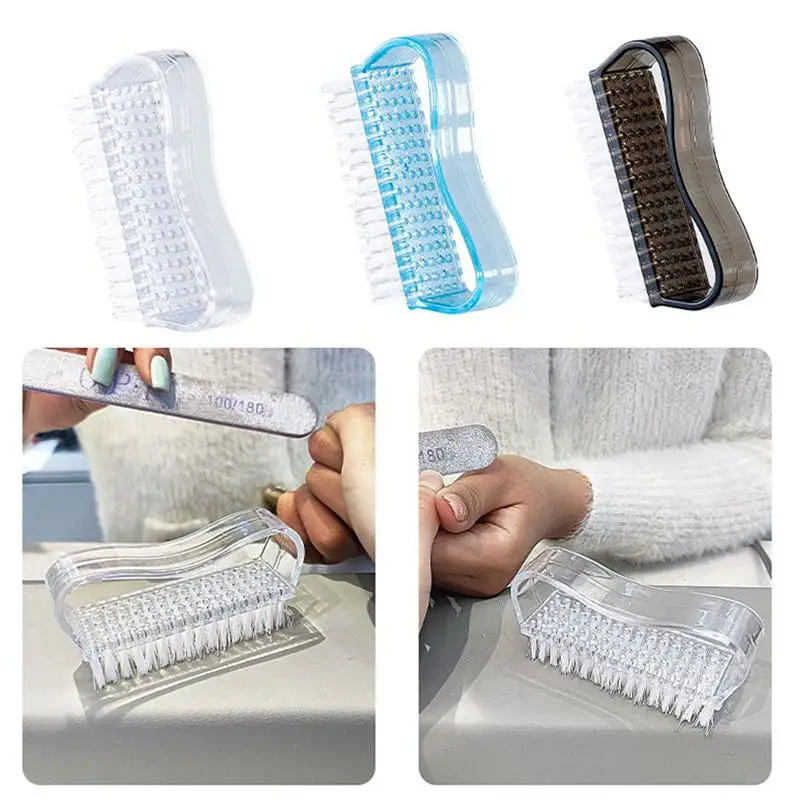 3 Colors Hard Nail Cleaner Dust Nail Brushes Nail Art Manicure Pedicure Remove Dust Plastic Nail Cleaning Brushes Salon Tools