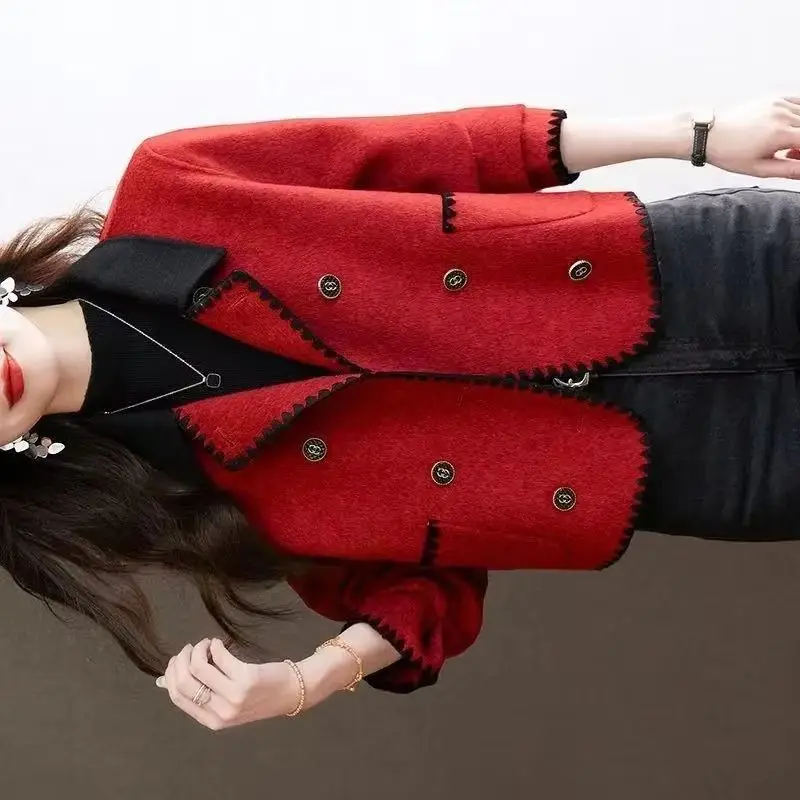 

Осенне-зимнее короткое двустороннее бархатное шерстяное пальто высокого качества, женское повседневное шерстяное пальто разных цветов, женская куртка, топы