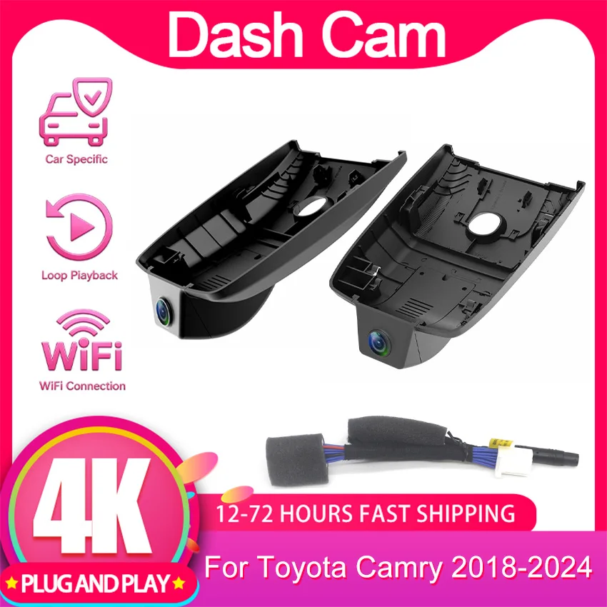 For Toyota Camry 2018-2024 Plug and Play Front and Rear 4K Dash Cam Car Camera Recorder Dashcam WIFI Car Dvr Recording Devices