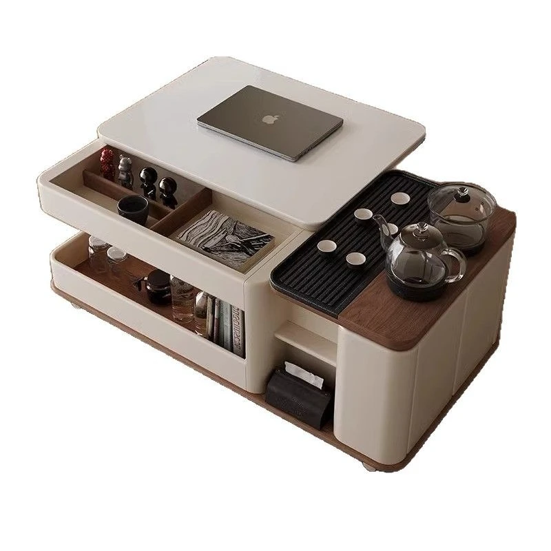 

Living room coffee table Household tea making movable rock slab multi-functional table