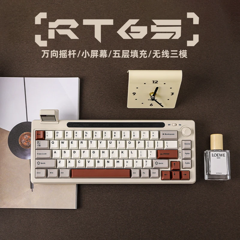 

EPOMAKER RT65 Keyboard Custom Wired Bluetooth 2.4g Tri-mode Hotswap Mechanical Keyboard Joystick Screen Gasket RGB Game Keyboard