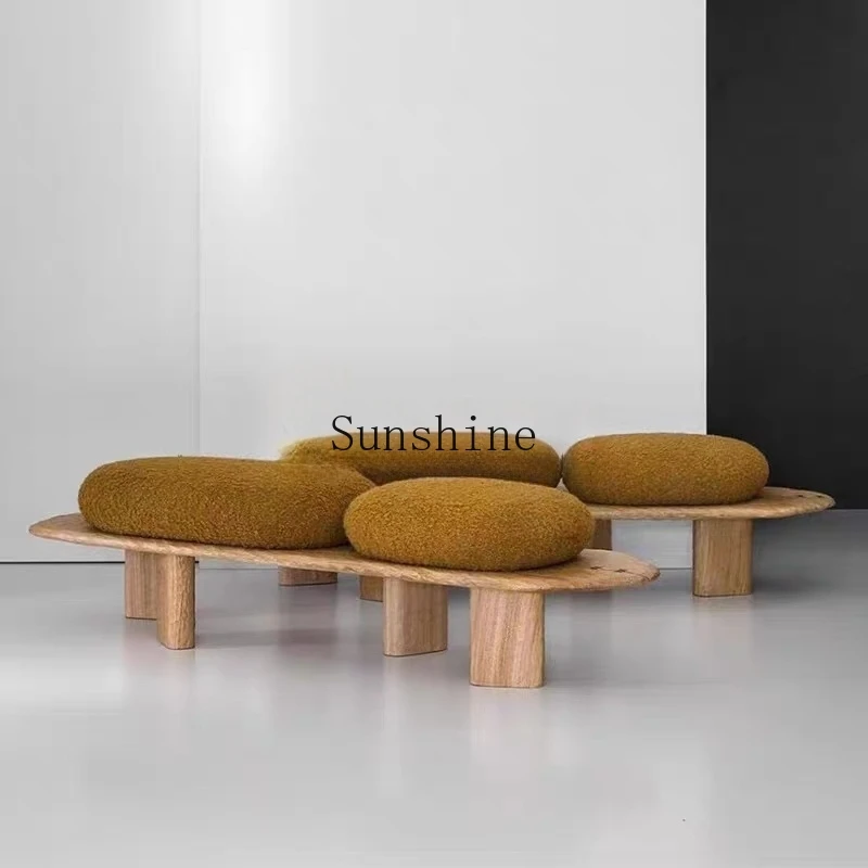

Wabi Stillwind Solid Wood Fabric Soft Bag Sofa Stool Cloakroom Shoe Changing Stool