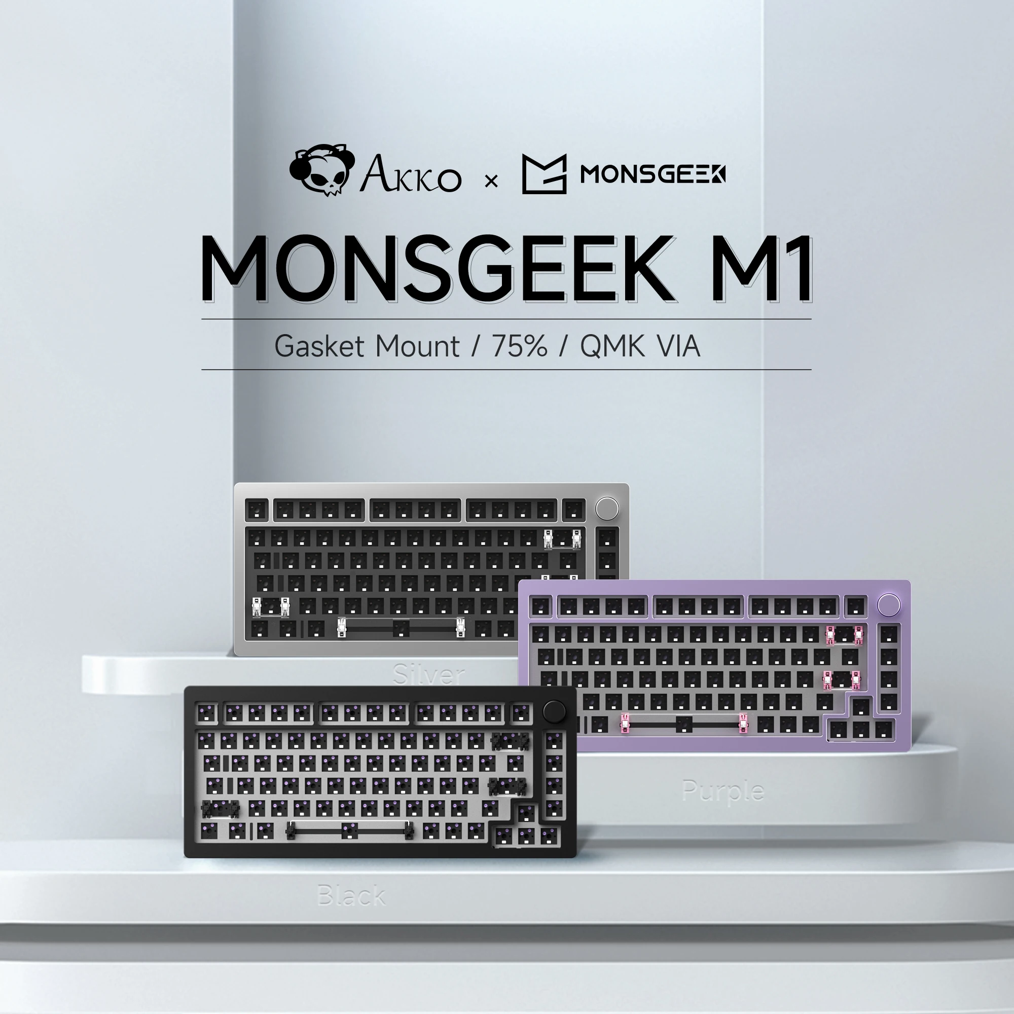 Imagem -05 - Akko Monsgeek-kit Teclado de Alumínio Mecânico Barebone Cnc Metal Junta de Montagem Hot Swap South-face Faça Você Mesmo m1 75 Rgb Qmk