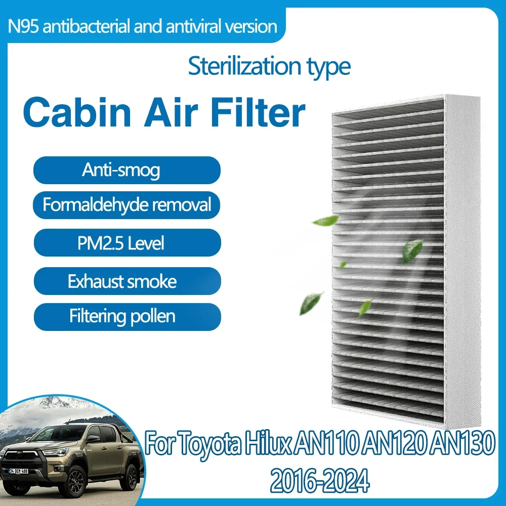 

Car Cabin Air Filter For Toyota Hilux TruckMasters OX AN110 AN120 AN130 2016~2024 Car Accessories Car Pollen Cabin Air Filter