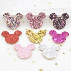 20Pcs 35mm Glitter Fabric Padded Appliques Sequins Mouse Patches for Crafts Clothes DIY Headwear Wall Sticker Accessories