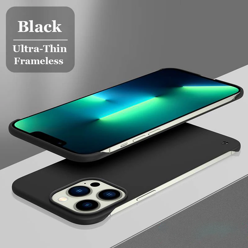 Ultra fino sem moldura pc à prova de choque caso de telefone duro para iphone 15 14 13 12 mini 11 pro max x xr xs se 2 7 8 plus fino capa dura