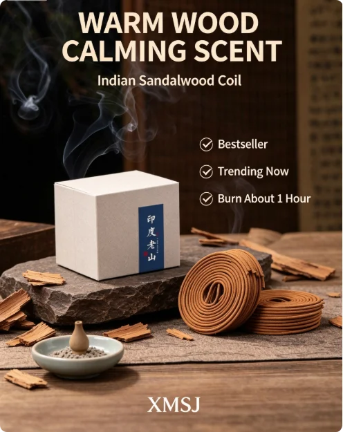 Hot Trending Indian Old Sandalwood Coil Incense, Natural Wood Coils, 110g About 40 Coils, 1 Hour Burn for Home Meditation Yoga