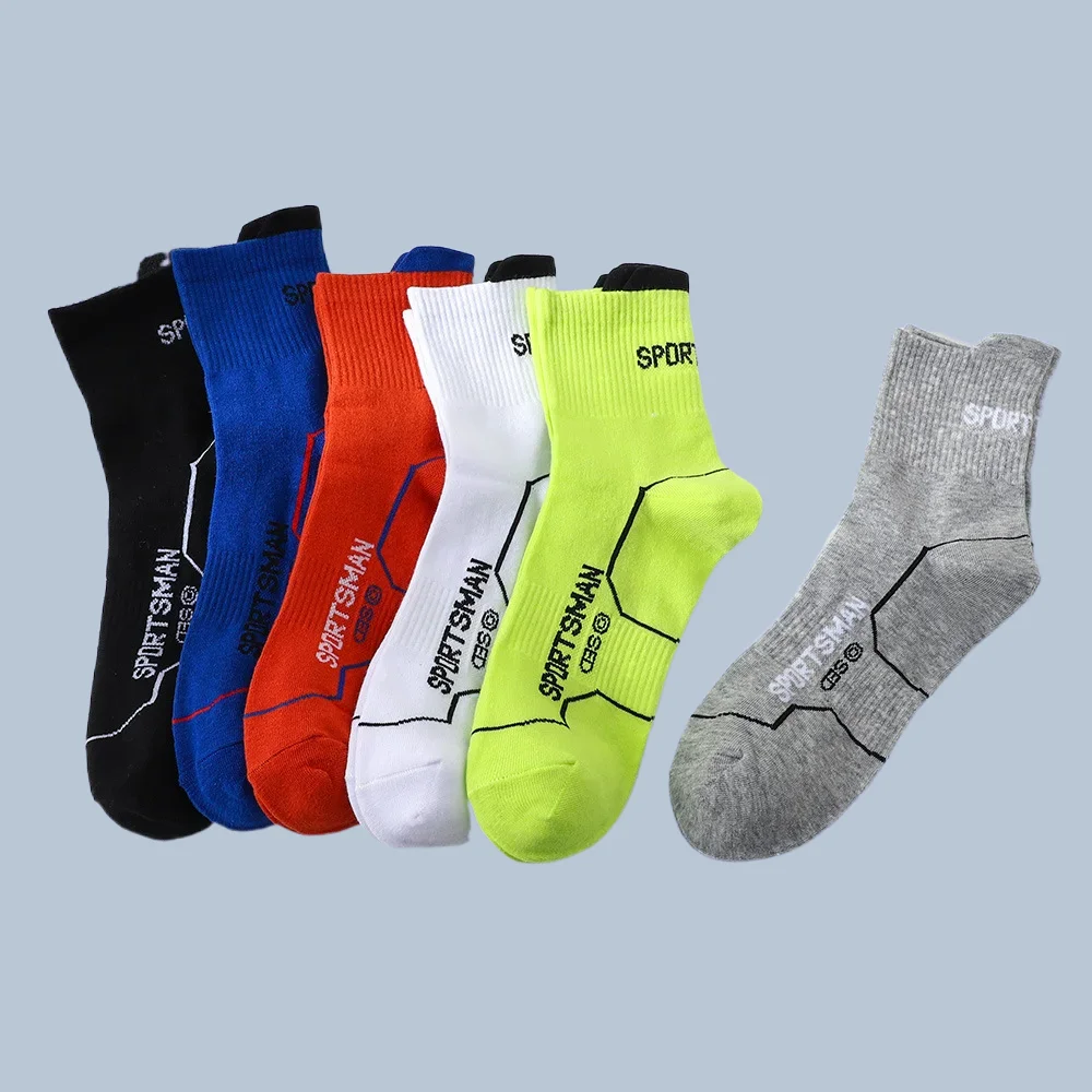 5 Paar Hoge Kwaliteit Heren Mid-Calf Sportsokken Zweet-Absorberende Deodorant Heren Hardloopsokken Ademend Fietsen Fitness Sokken