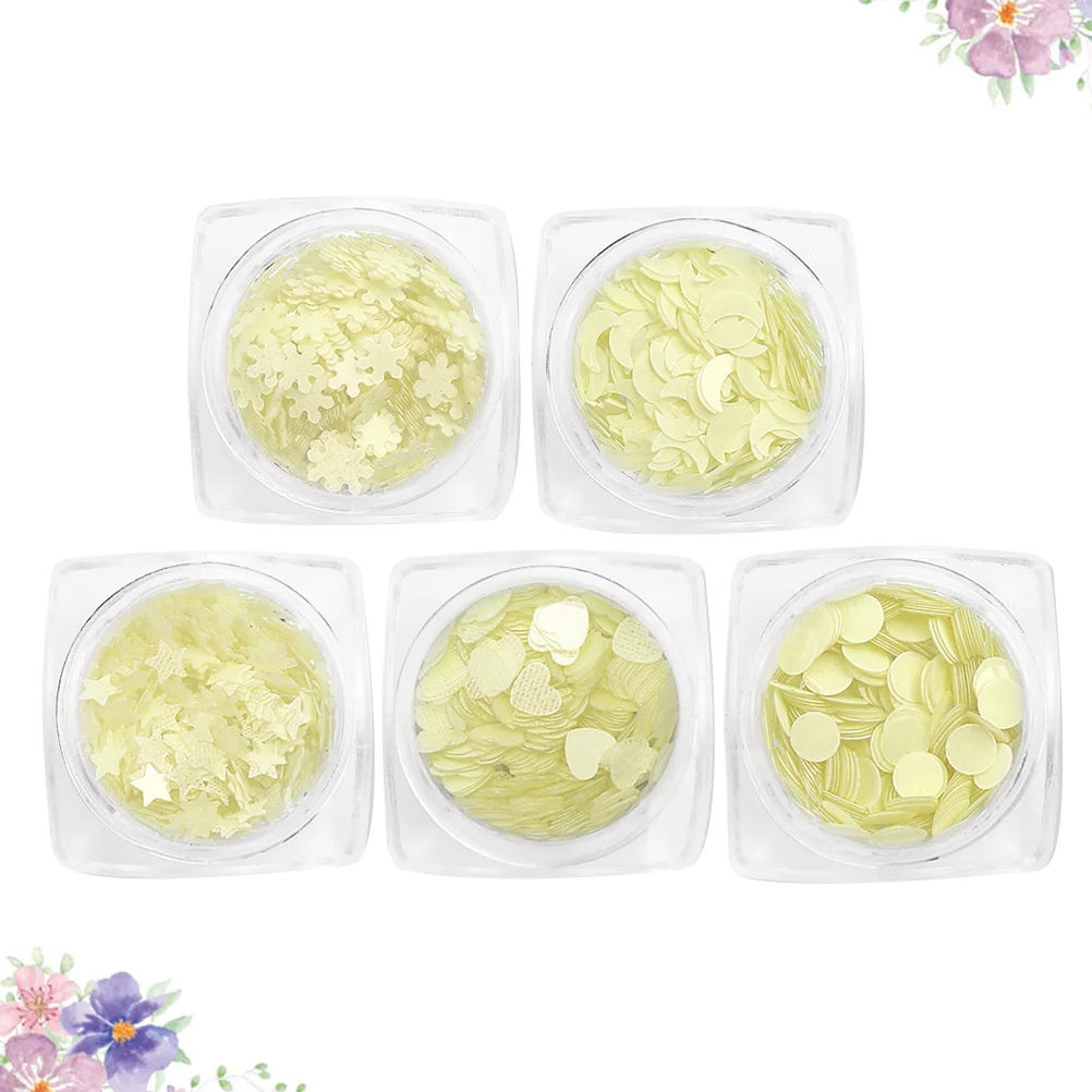 1 مجموعة مضيئة الترتر ملصقات الأظافر 5 زجاجات نجمة القمر على شكل قلب لتقوم بها بنفسك مسمار الفن زينة اكسسوارات للنساء