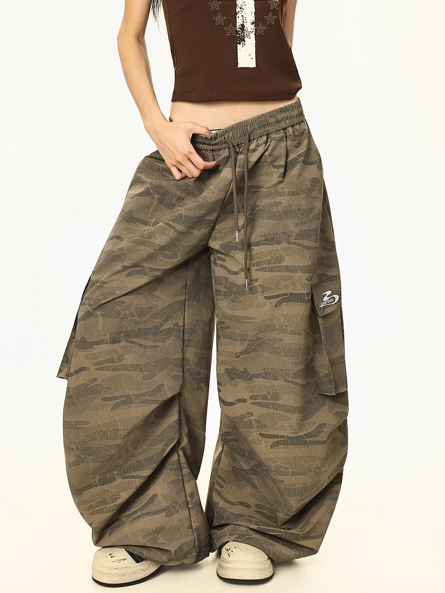 

Женские летние брюки Boeax в американском уличном стиле, камуфляжные, свободные, широкие, в стиле милитари, повседневные, для танцев, в стиле парашютиста