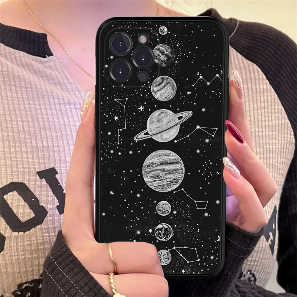 Sky Space Planet Moon Stars Phone Case Silicone Soft for iphone 15 14 13 12 11 Pro Mini XS MAX 8 7 6 Plus X XS XR Cover