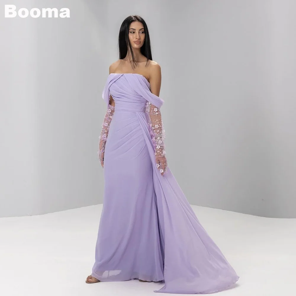 

Booma Lavender Mermaid Evening Dresses for Women Chiffon Off Shoulder Pleat Formal Occasion Dress Long Party Prom Gowns Dubai