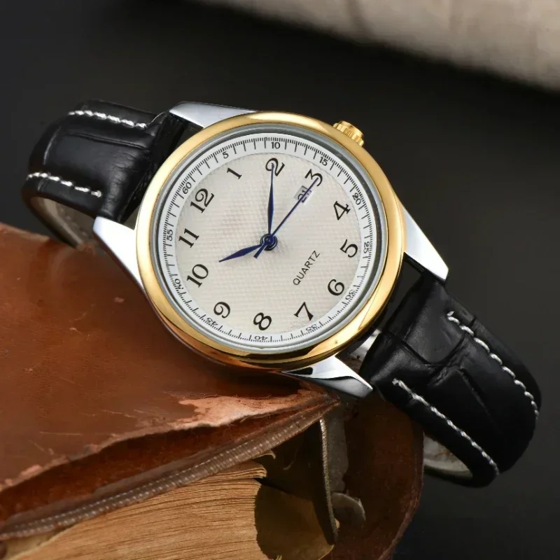 2025 Luxury Men's Watch Round Waterproof Luminous Military Style Men's Watch Genuine Leather Belt Quartz Watch