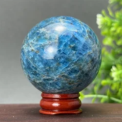 Natural Blue Apatite Quartz Ball Ornaments Spiritual Healing  Meditation Witchcraft  Divination Energy  Home Decoration + Base