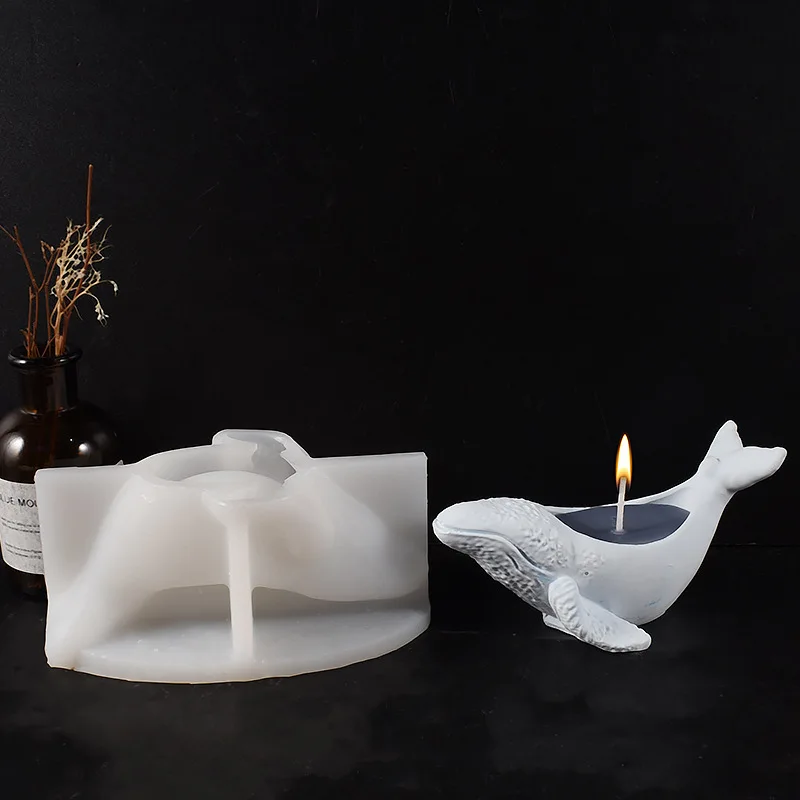 

Silicone Mold for Whale-Shaped Candle Cups, Succulent Pots & Storage Boxes – Blue Humpback Design