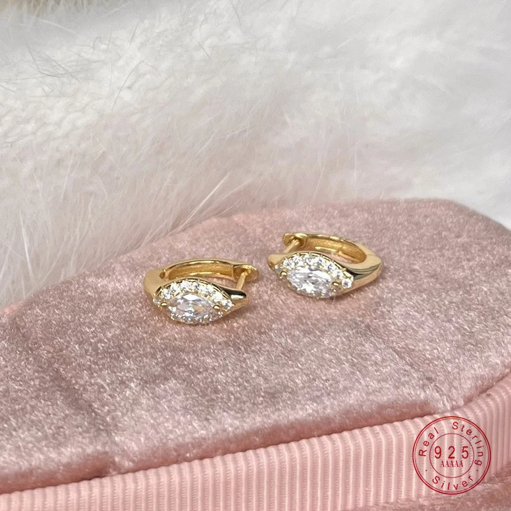 925 Sterling Silber Galvanisierte 18 Karat Gold Französisch Retro Große Zirkon Geometrische Ohrringe für Frauen Temperamen Schmuck Zubehör
