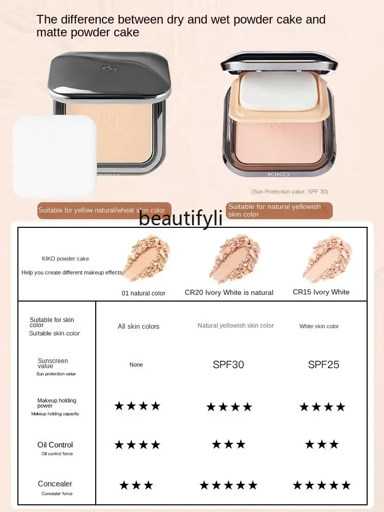 yj Kiko Powder Wet and Dry Loose Power Calm Makeup and Oil Controlling Long-Lasting Makeup Face Powder Sun Protection