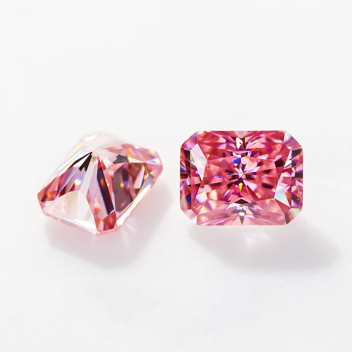 Loose Gemstone 2ct Pink Radiant Cut Moissanite Stone Brilliant D Color Lab Grown Diamond Beads GRA Certificated Wholesale