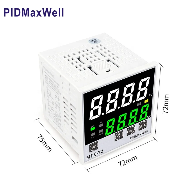 MTE-72 PID Digital Temperature Controller with SSR Relay Output OEM/ODM Supported ABS Material IP43 Rated 1 Year Warranty