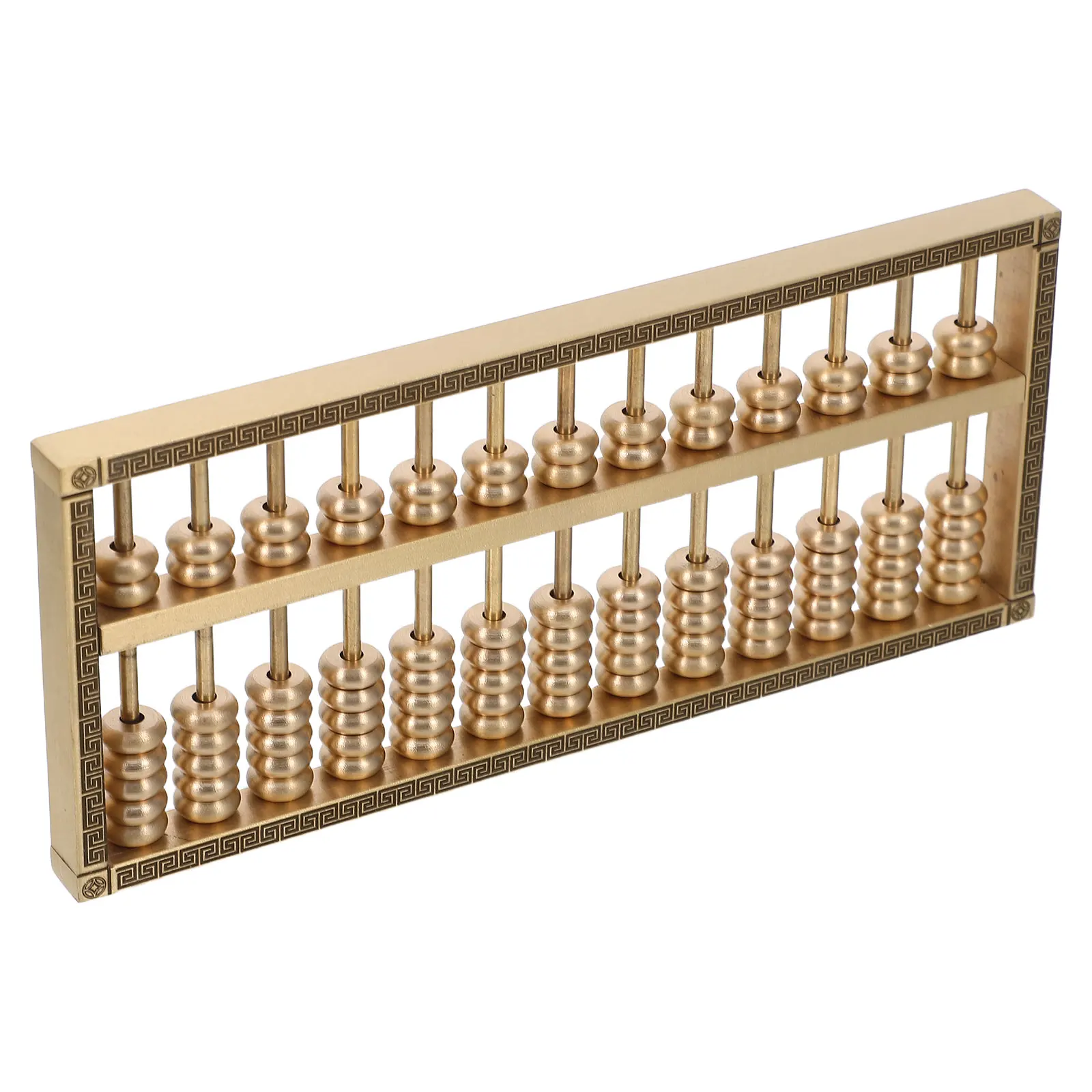 

Mini Brass Abacus Solid Vintage Desktop Ornament Hand-Carved Tabletop Sculpture Chinese Style Good Luck Decoration Office Home