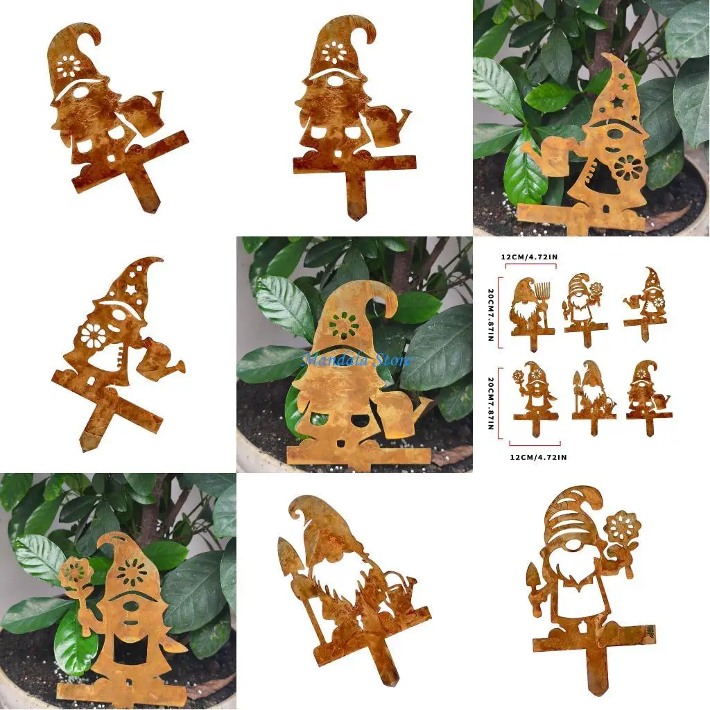 

U2JC Vintage Rusty Metal Dwarf Statue For Christmas Garden Decoration Outdoor Durable