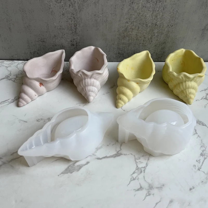 Conch Shape Succulent Potted Flower Pot Mold Mini Palnt Pot Making Mold Jewelry Storage Box Silicone Mould Ornament Mould