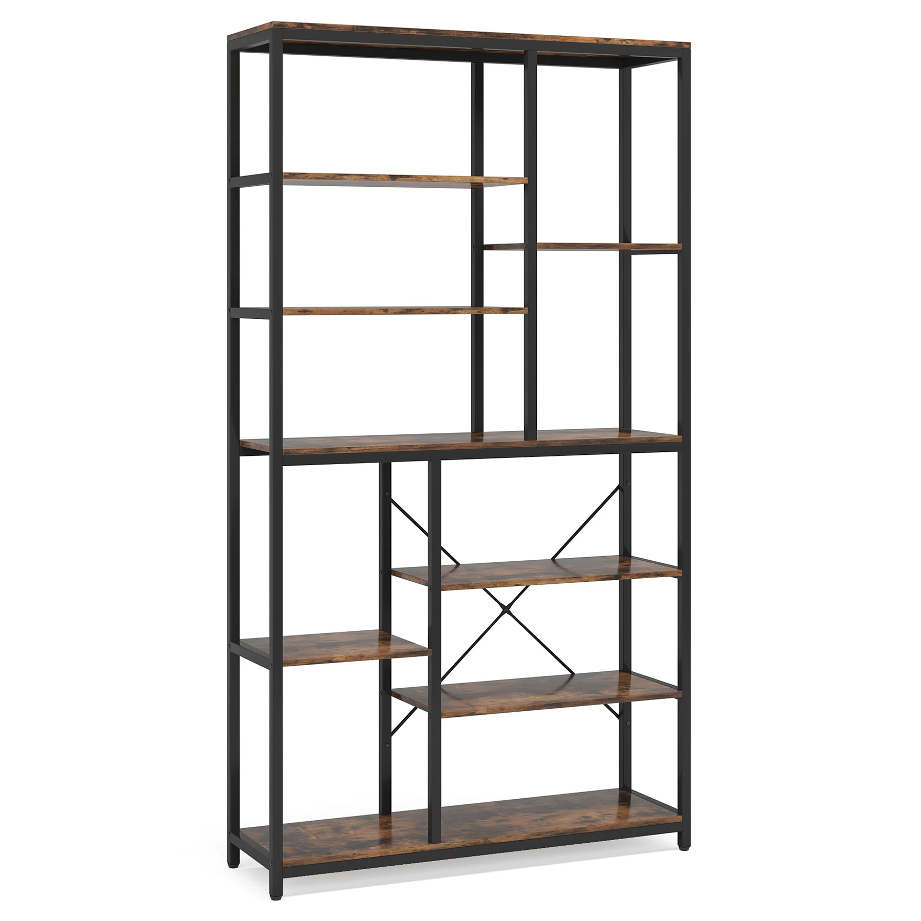 Tribesigns 79 Inch Boekenkast Met Open Planken, 9-Tier Industriële Boekenplank, 10 Kubussen Etagere Opslagplanken Display Plank