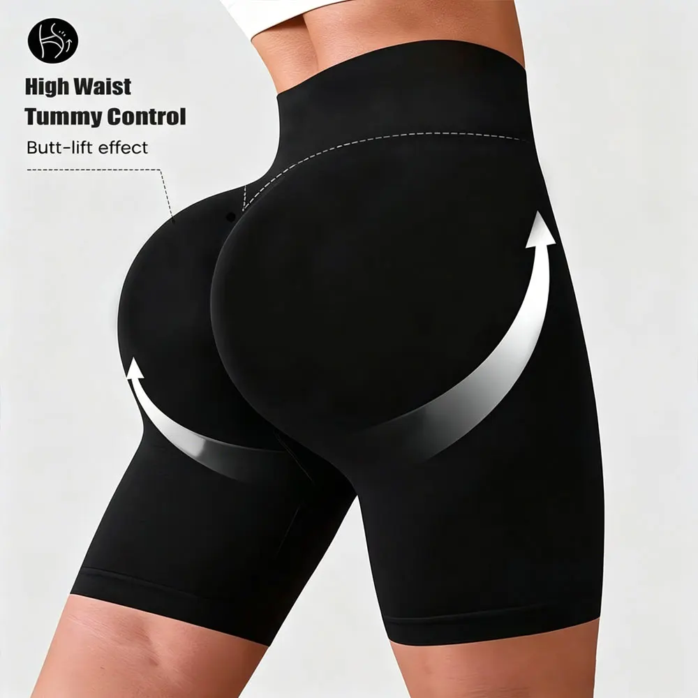 Summer Yoga Shorts Peach Hips Fitness Shorts Lightweight Breathable Sports High Waist Shorts Cycling Shorts Workout Gym Shorts